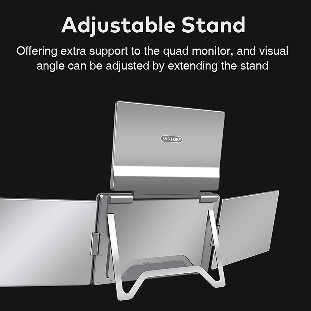 16 Inch Portable Triple Screen LCD Backlit Monitor FHD Display Secondary Extender for Notebook with Single Cable Connection