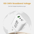 65W Gan Fast Charging USB PD Type-C Multi-Port Mobile Phone Adapter for Iphone 15 Pro Max Samsung Xiaomi Huawei Compact High-S