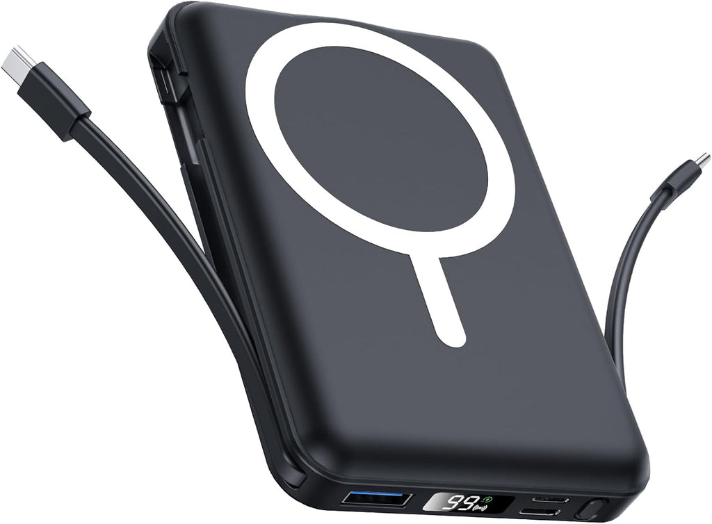 For Magsafe Power Bank, 10000Mah Magnetic Power Bank with USB-C Cable and PD 20W USB C Fast Charging LED Display, Wireless Portable Charger for Iphone 17/16/15/14/13/12/Pro/Pro Max