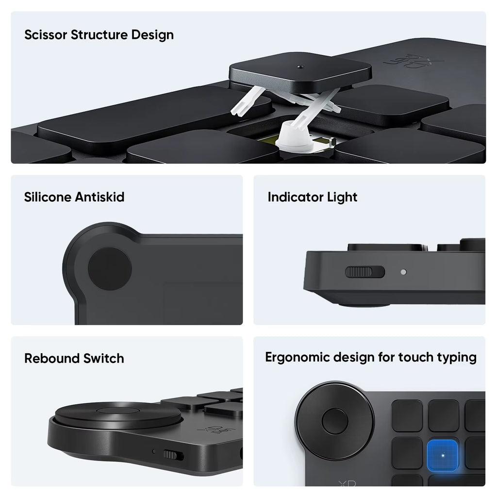 Wireless Shortcut Remote Express Key Bluetooth 5.0 Customizable Shortcut Keys for Graphic Tablet Pen Display Monitor