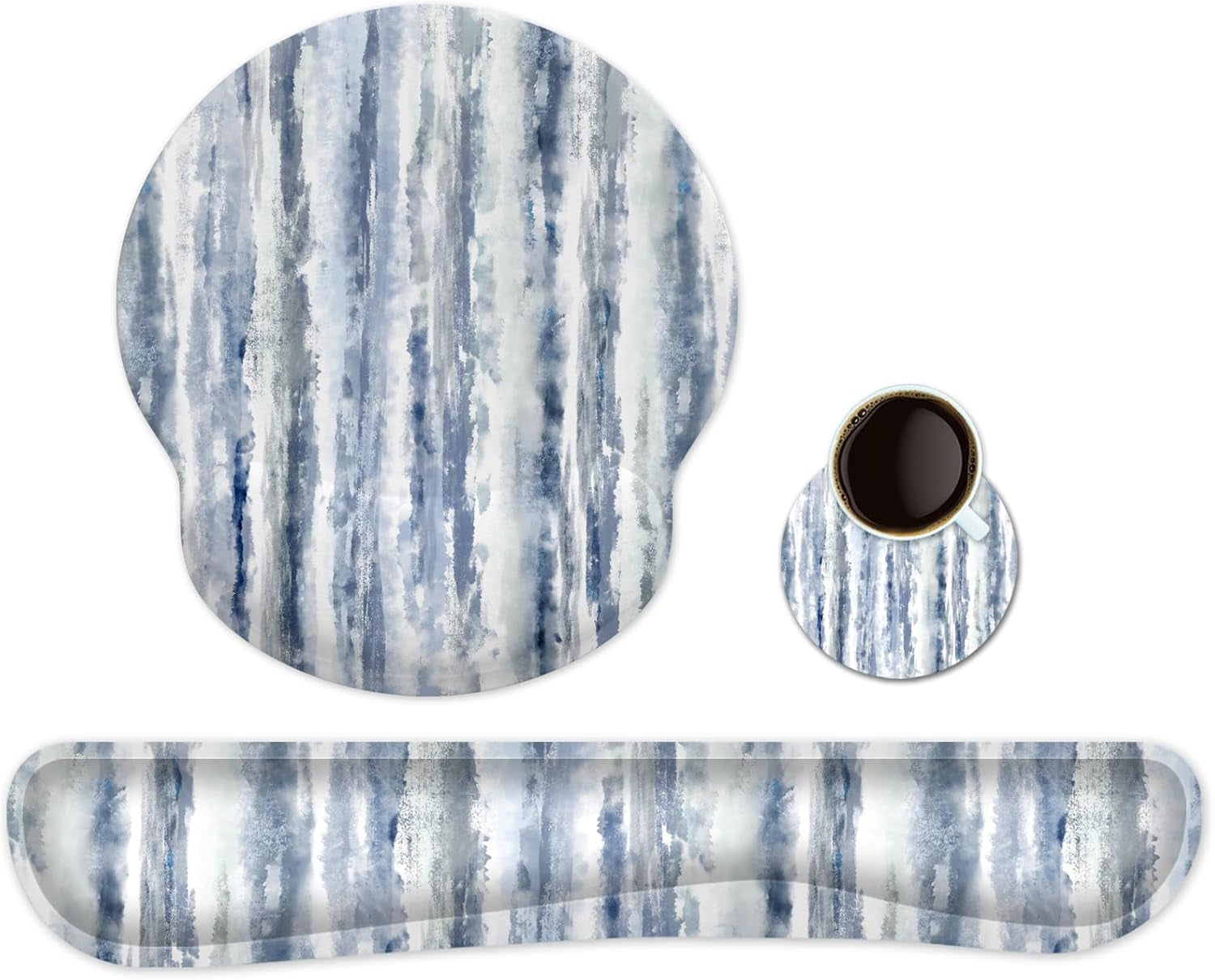 Ergonomic Keyboard Mouse Pad Wrist Rest Support Set for Laptop/Computer/Desktop,Memory Foam Hand Rest Wrist Cushion for Gaming/Office,Lightweight Comfortable & Pain Relief (Greyish White)