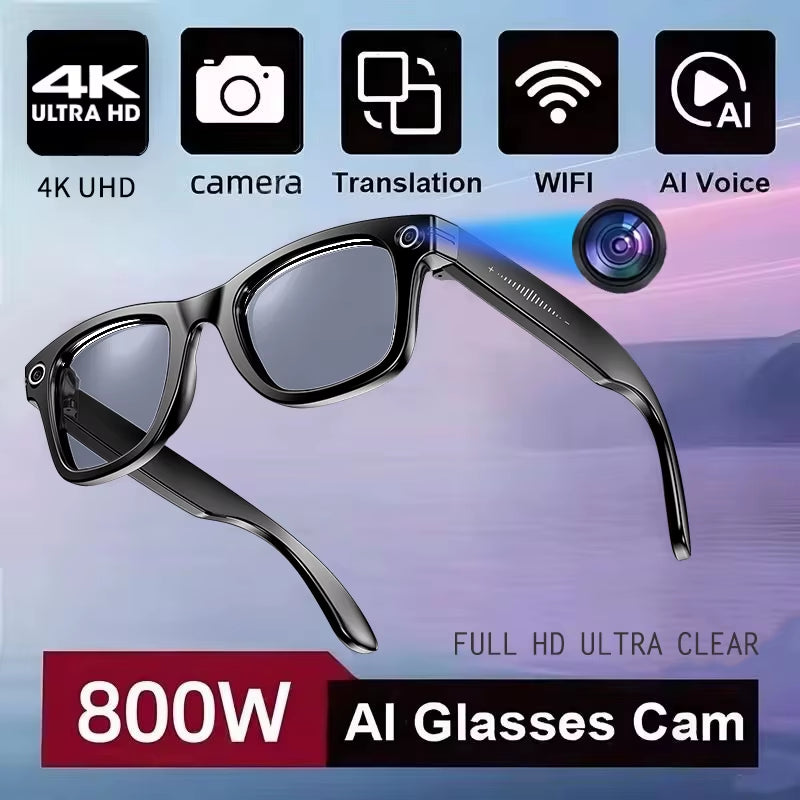 New 800W Camera AI Glasses Men Color-Changing Smart Translation Glasses Photo Video Recording Waterproof Call Smart Sunglasses