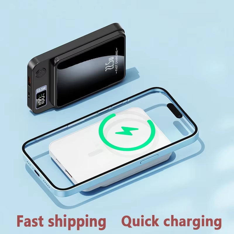 100000Mah Power Bank Magnetic Wireless 22.5W Ultra Capacity Super Fast Charging Magnetic Power Bank for Iphone15 Samsung Xiaomi.