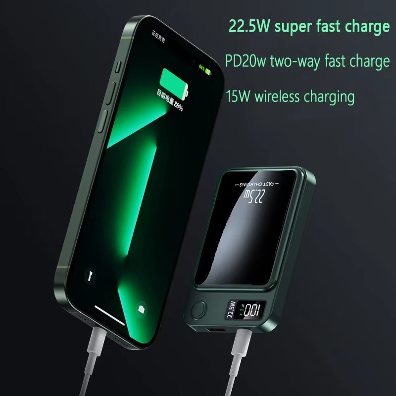 100000Mah Power Bank Magnetic Wireless 22.5W Ultra Capacity Super Fast Charging Magnetic Power Bank for Iphone15 Samsung Xiaomi.