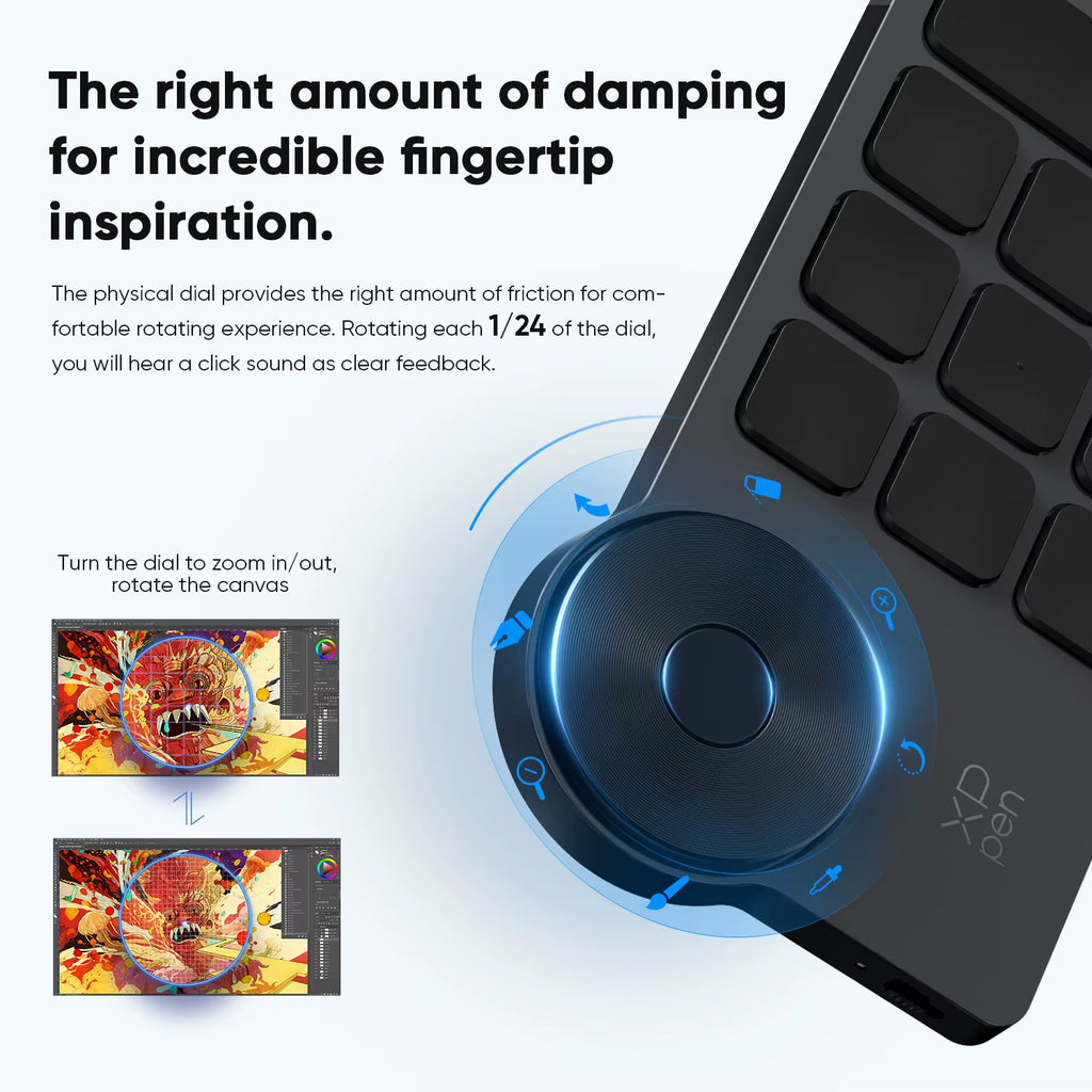 Wireless Shortcut Remote Express Key Bluetooth 5.0 Customizable Shortcut Keys for Graphic Tablet Pen Display Monitor