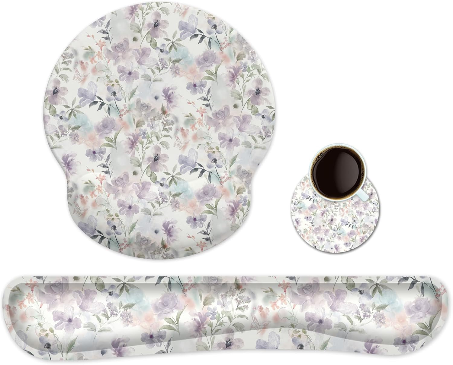 Ergonomic Keyboard Mouse Pad Wrist Rest Support Set for Laptop/Computer/Desktop,Memory Foam Hand Rest Wrist Cushion for Gaming/Office,Lightweight Comfortable & Pain Relief (Greyish White)