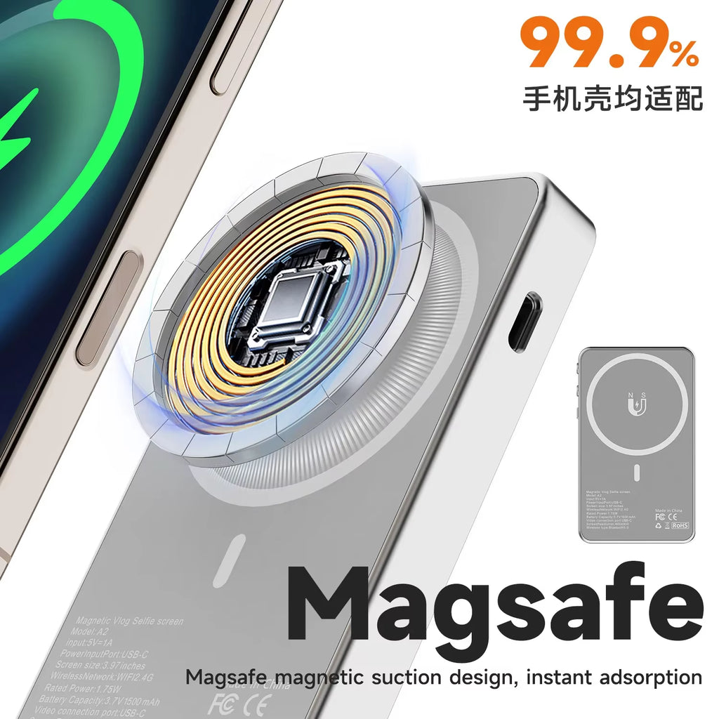 Xview Vlog Selfie Monitor Screen for Iphone & Android, Magnetic Wireless Rear Camera Phone Monitor with 164FT Range for Youtube