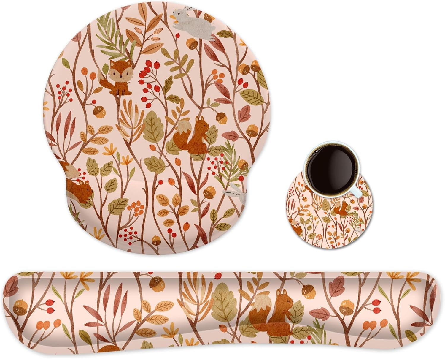 Ergonomic Keyboard Mouse Pad Wrist Rest Support Set for Laptop/Computer/Desktop,Memory Foam Hand Rest Wrist Cushion for Gaming/Office,Lightweight Comfortable & Pain Relief (Greyish White)