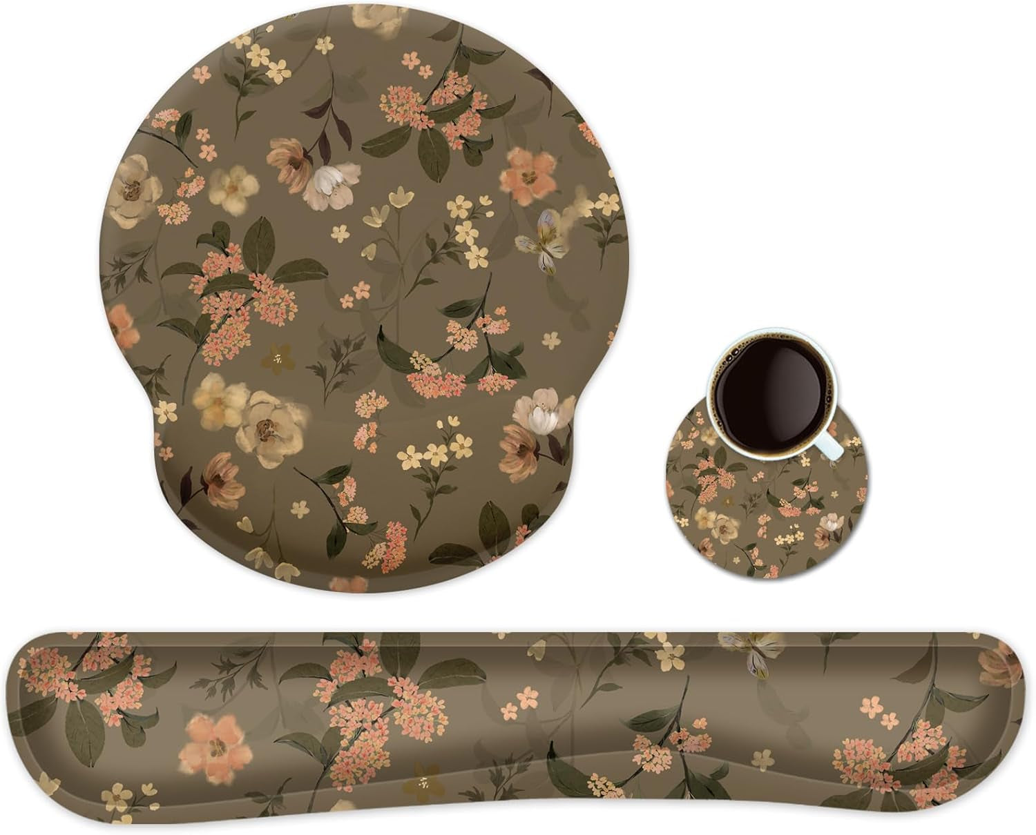 Ergonomic Keyboard Mouse Pad Wrist Rest Support Set for Laptop/Computer/Desktop,Memory Foam Hand Rest Wrist Cushion for Gaming/Office,Lightweight Comfortable & Pain Relief (Greyish White)