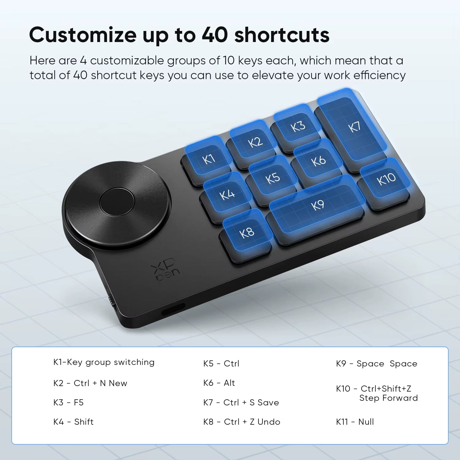 Wireless Shortcut Remote Express Key Bluetooth 5.0 Customizable Shortcut Keys for Graphic Tablet Pen Display Monitor