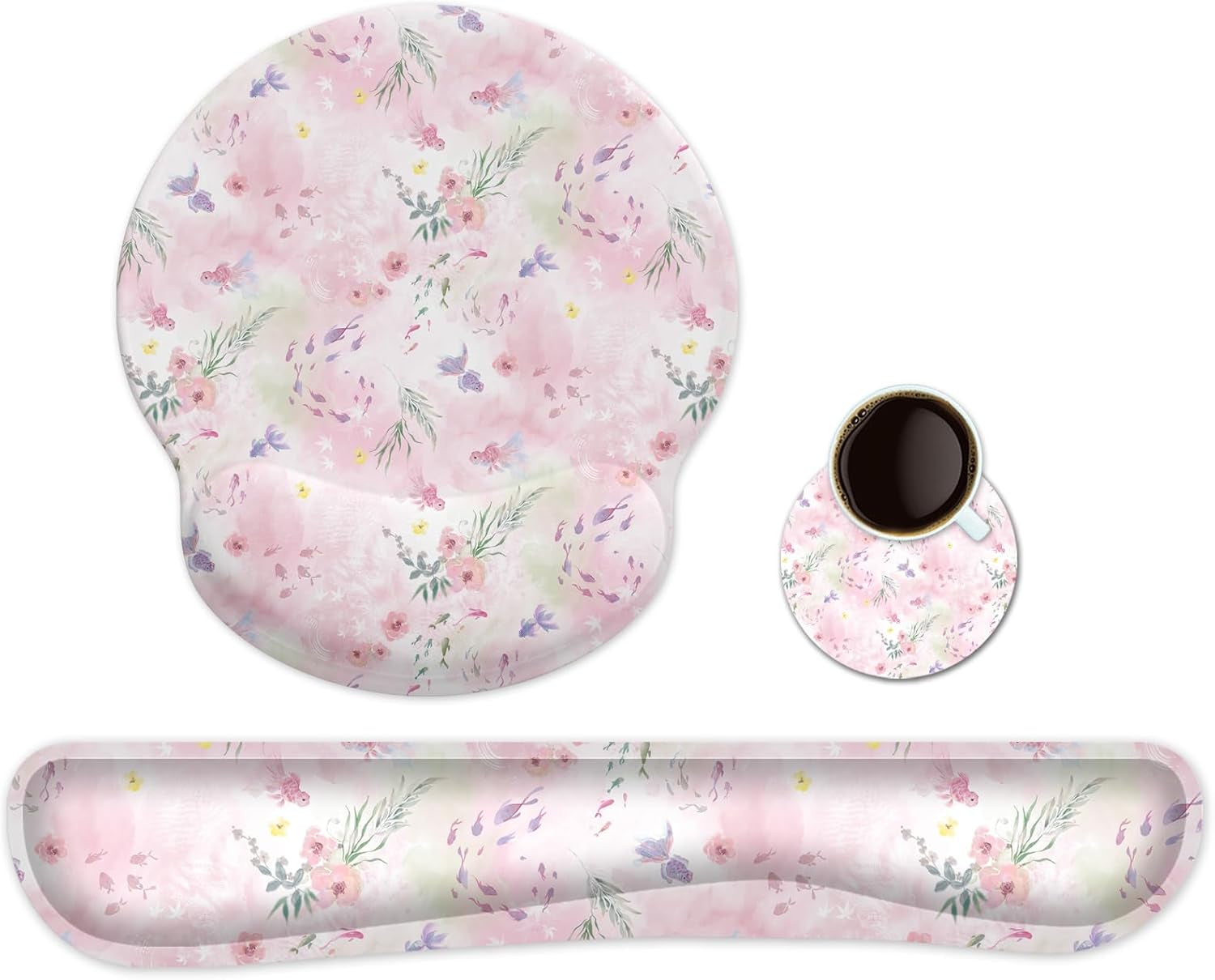 Ergonomic Keyboard Mouse Pad Wrist Rest Support Set for Laptop/Computer/Desktop,Memory Foam Hand Rest Wrist Cushion for Gaming/Office,Lightweight Comfortable & Pain Relief (Greyish White)