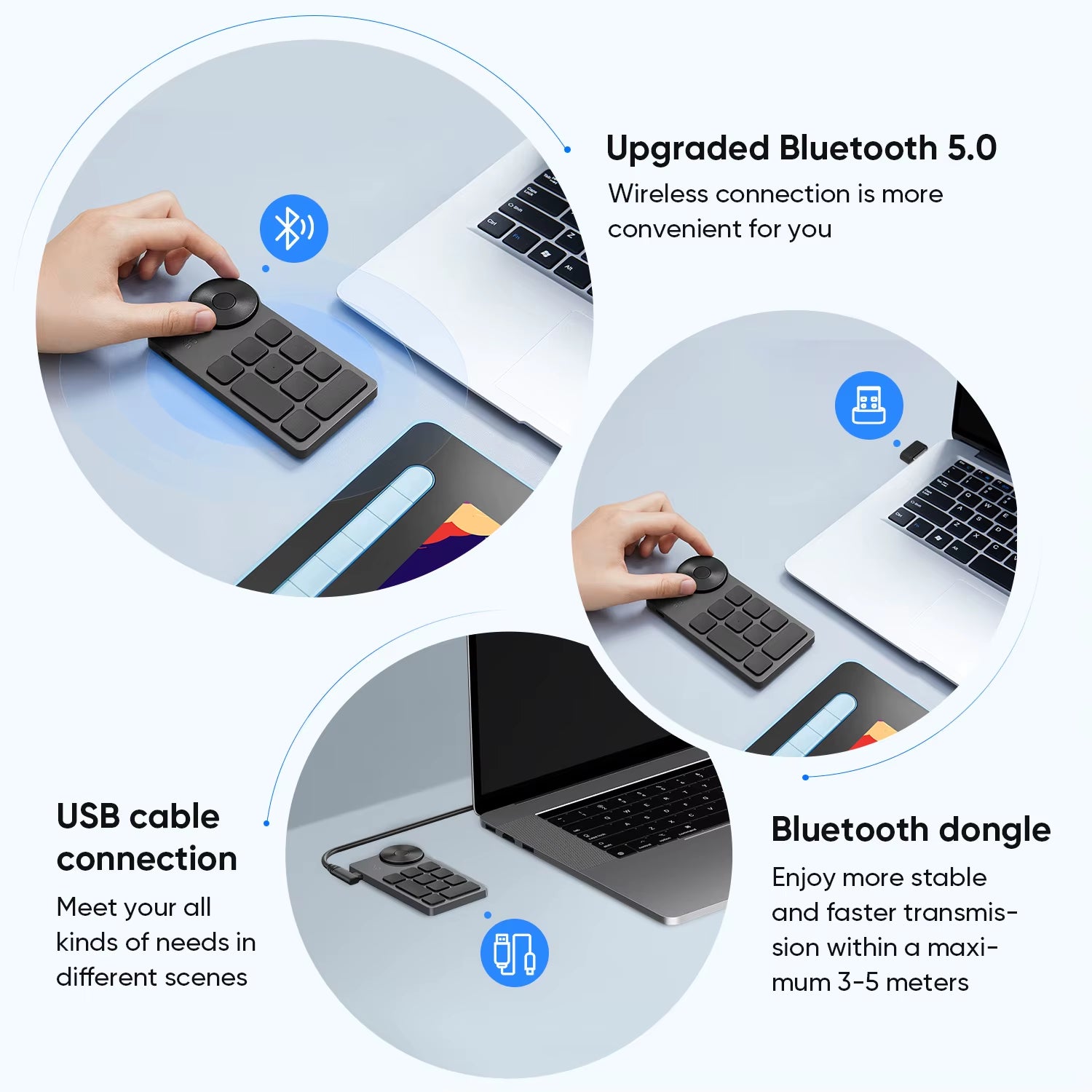 Wireless Shortcut Remote Express Key Bluetooth 5.0 Customizable Shortcut Keys for Graphic Tablet Pen Display Monitor
