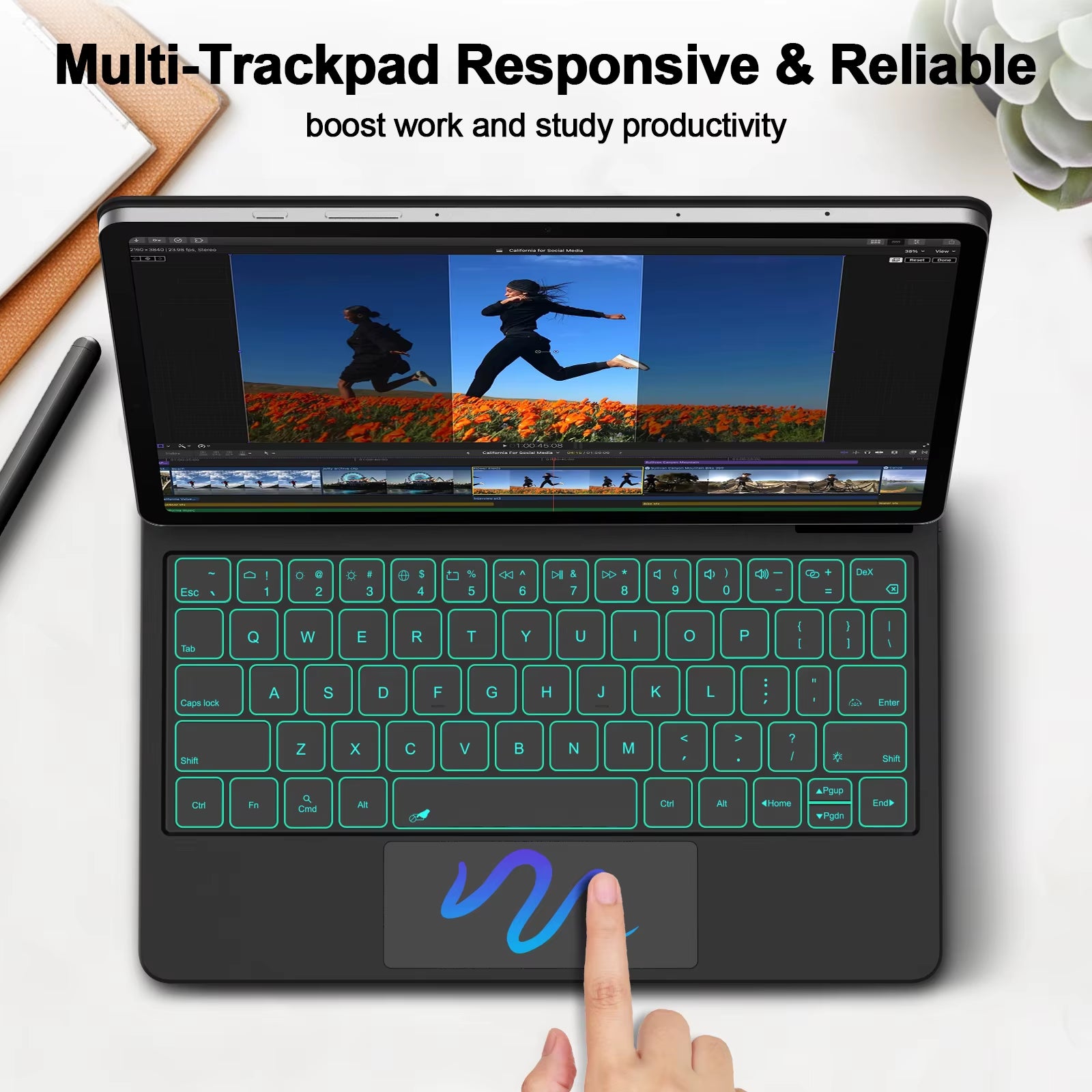 Magic Keyboard for  Galaxy Tab S11 S10 plus S10 Lite S8 S9 S7 FE 11 12.4 Inch Trackpad Backlit Floating with Pen Holder