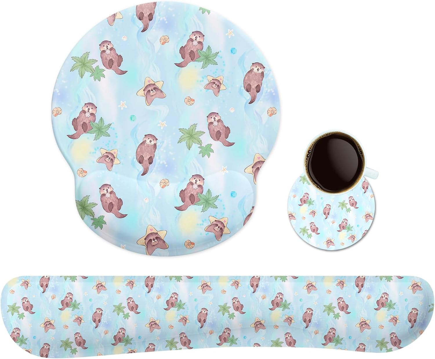 Ergonomic Keyboard Mouse Pad Wrist Rest Support Set for Laptop/Computer/Desktop,Memory Foam Hand Rest Wrist Cushion for Gaming/Office,Lightweight Comfortable & Pain Relief (Greyish White)