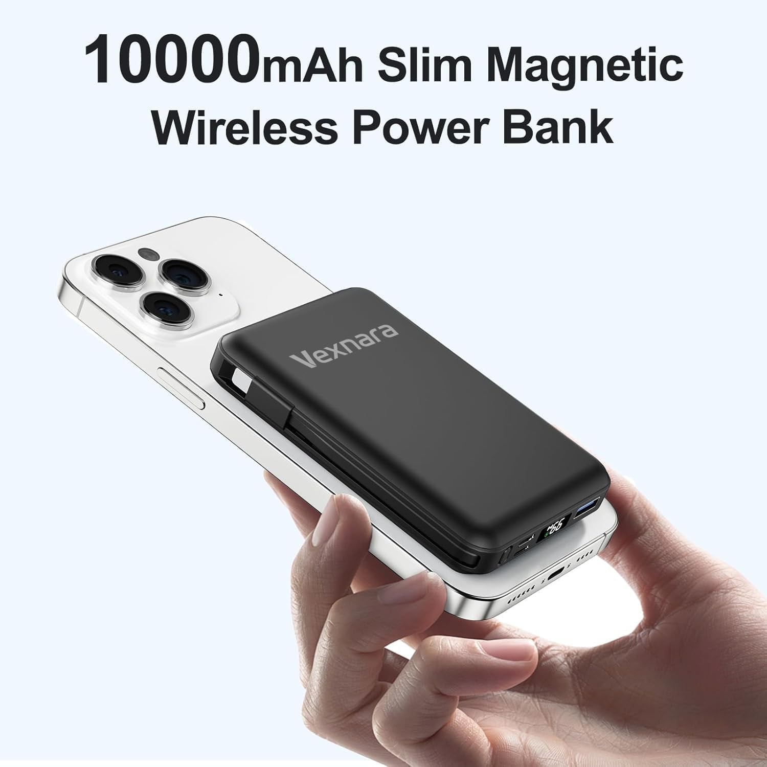 For Magsafe Power Bank, 10000Mah Magnetic Power Bank with USB-C Cable and PD 20W USB C Fast Charging LED Display, Wireless Portable Charger for Iphone 17/16/15/14/13/12/Pro/Pro Max