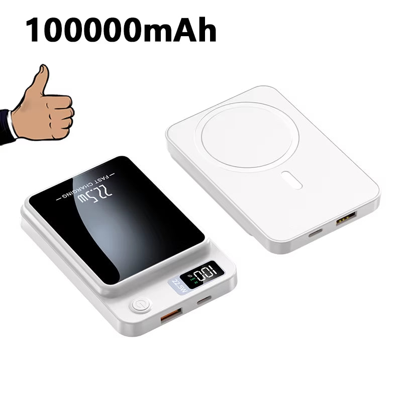 100000Mah Power Bank Magnetic Wireless 22.5W Ultra Capacity Super Fast Charging Magnetic Power Bank for Iphone15 Samsung Xiaomi.